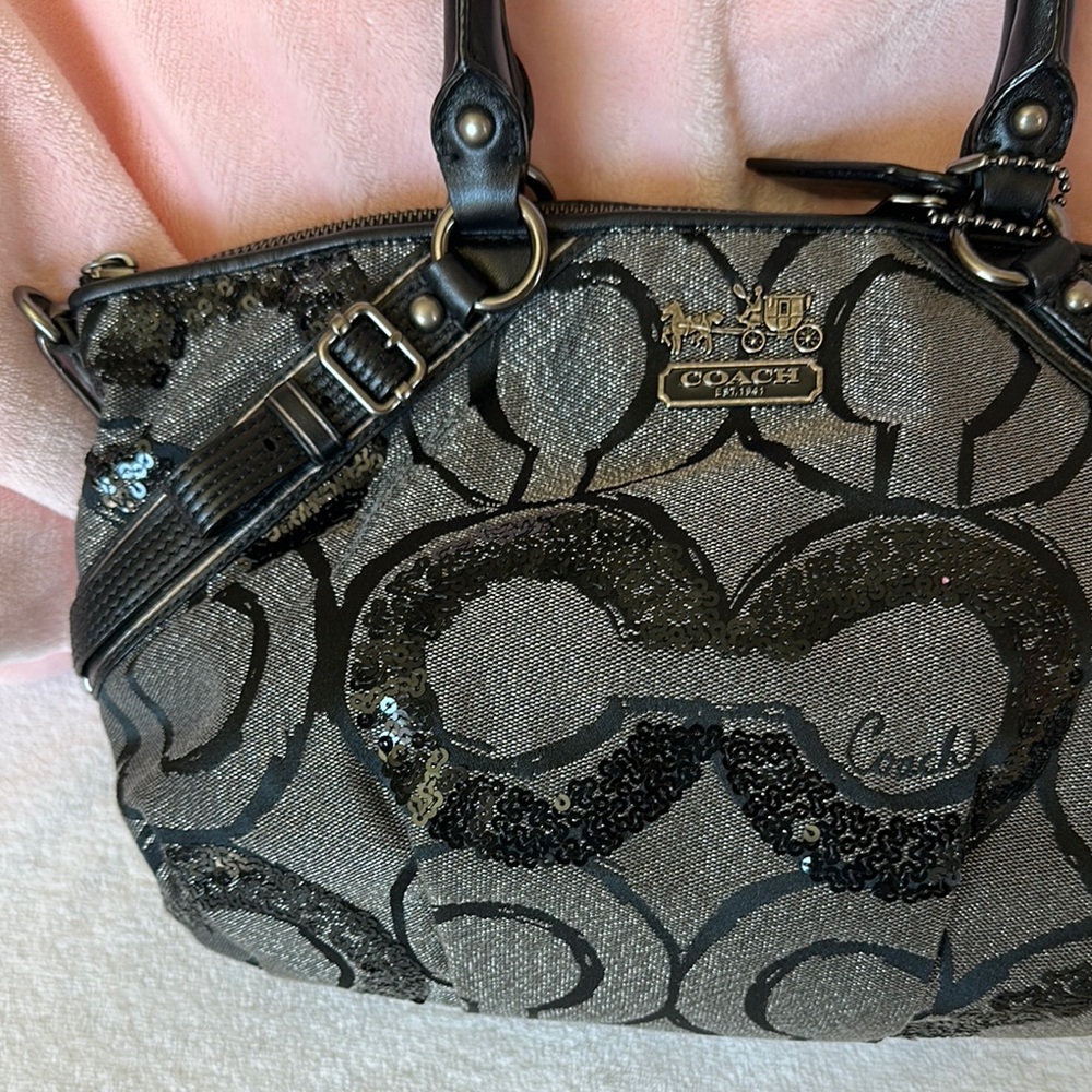 Coach Madison Sequin Op Art Sophia Satchel handbag - Picture 3 of 13